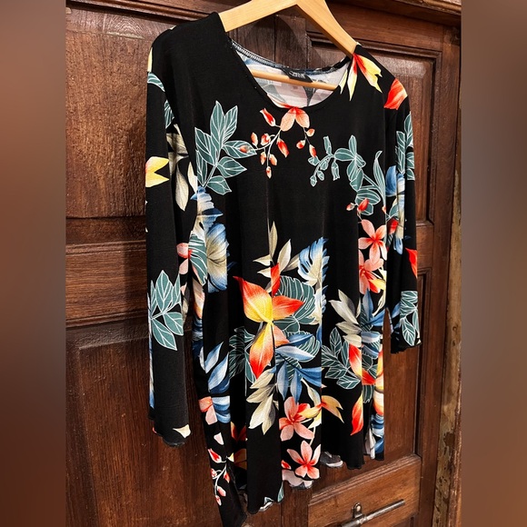 JOSTAR Women's Stretchy Tunic Top Quarter Sleeve Print Size XL Floral Print - Picture 6 of 13